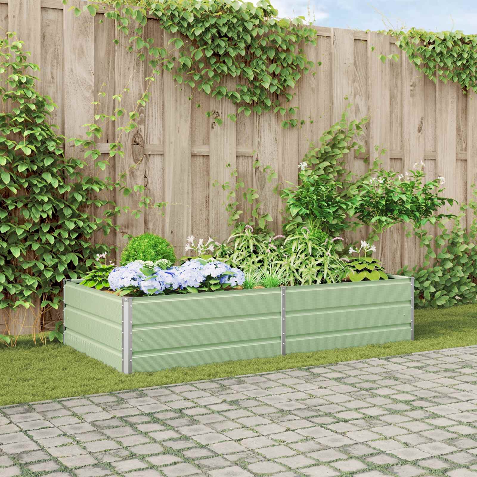 vidaXL Кашпа Пастелно зелено 195 x 100 x 45 см Поцинкована стомана
