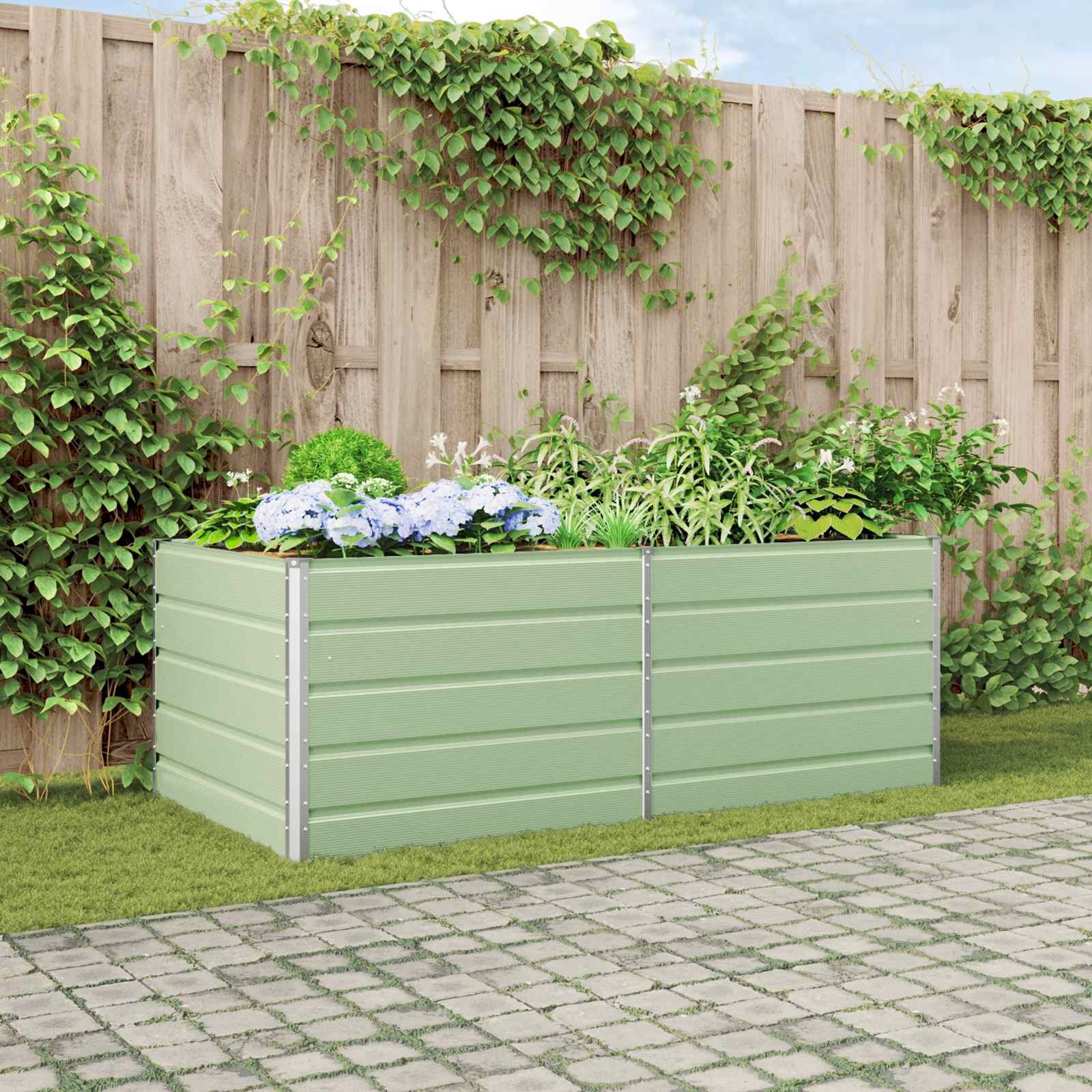 vidaXL Кашпа Пастелно зелено 195 x 100 x 75 см Поцинкована стомана