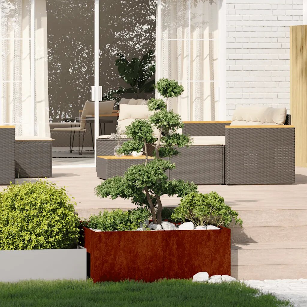 vidaXL Кашпа ръждива 100x100x40 см патинираща стомана