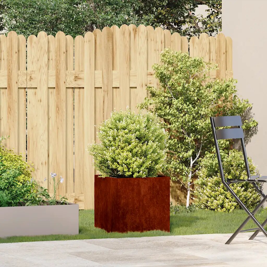 vidaXL Кашпа ръждива 40x40x40 см патинираща стомана