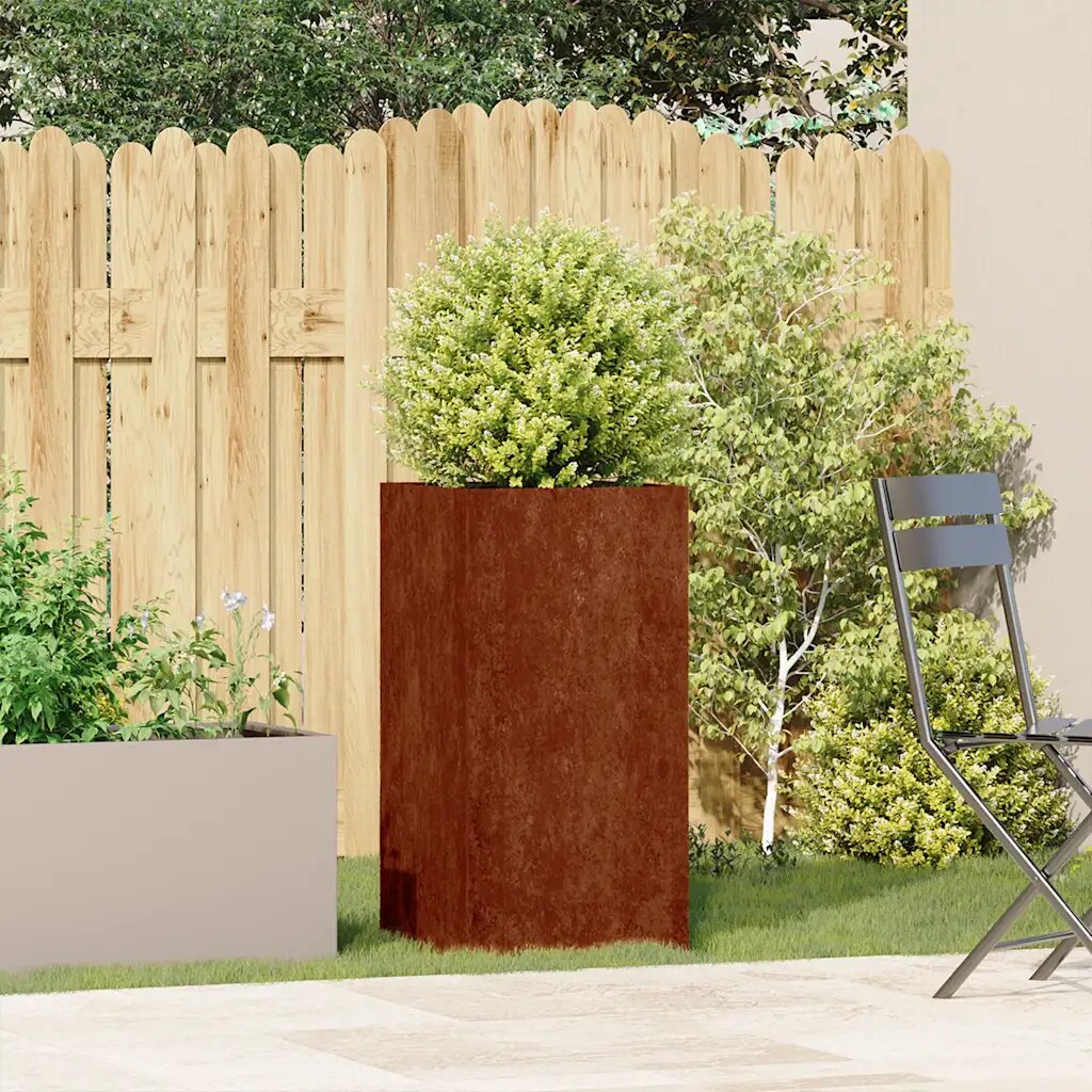 vidaXL Кашпа ръждива 40x40x80 см патинираща стомана