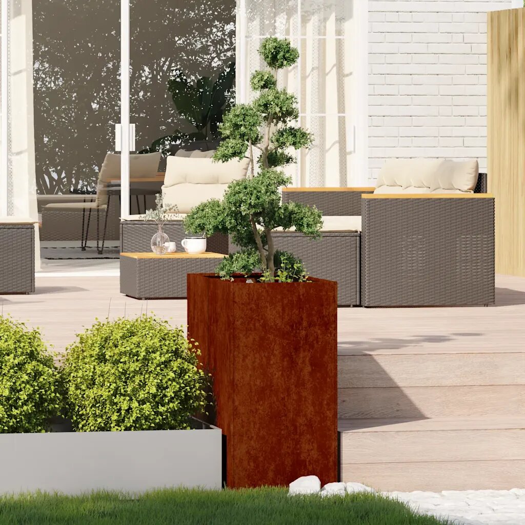 vidaXL Кашпа ръждива 40x80x80 см патинираща стомана