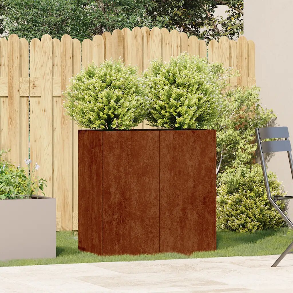 vidaXL Кашпа ръждива 80x40x80 см патинираща стомана