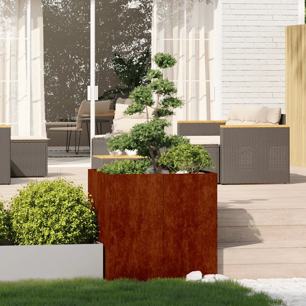 vidaXL Кашпа ръждива 80x80x80 см патинираща стомана