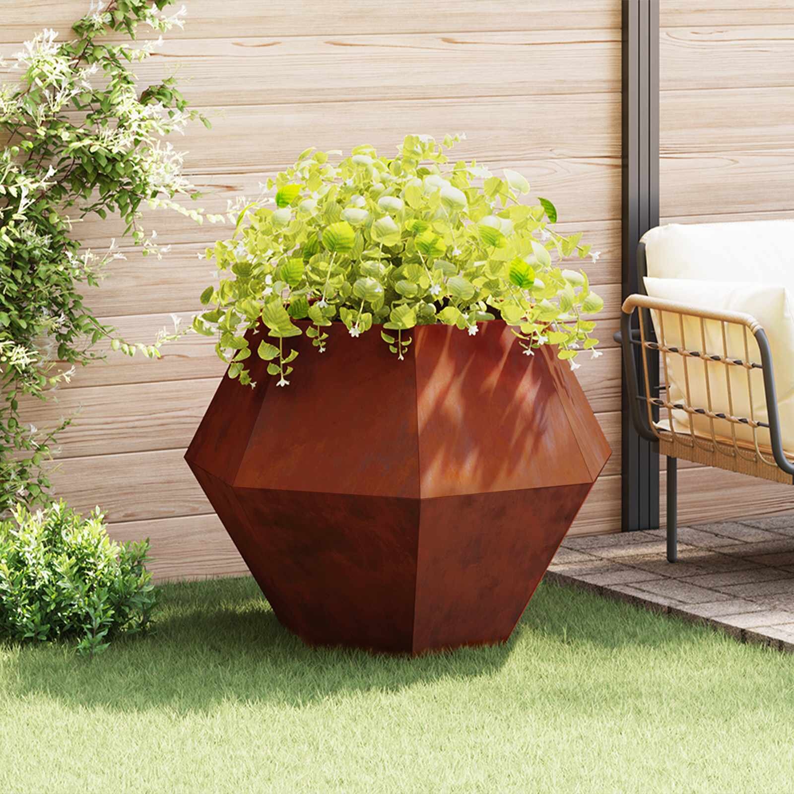 vidaXL Кашпа Ръждясало 100 x 100 x 80 см Кортенова стомана
