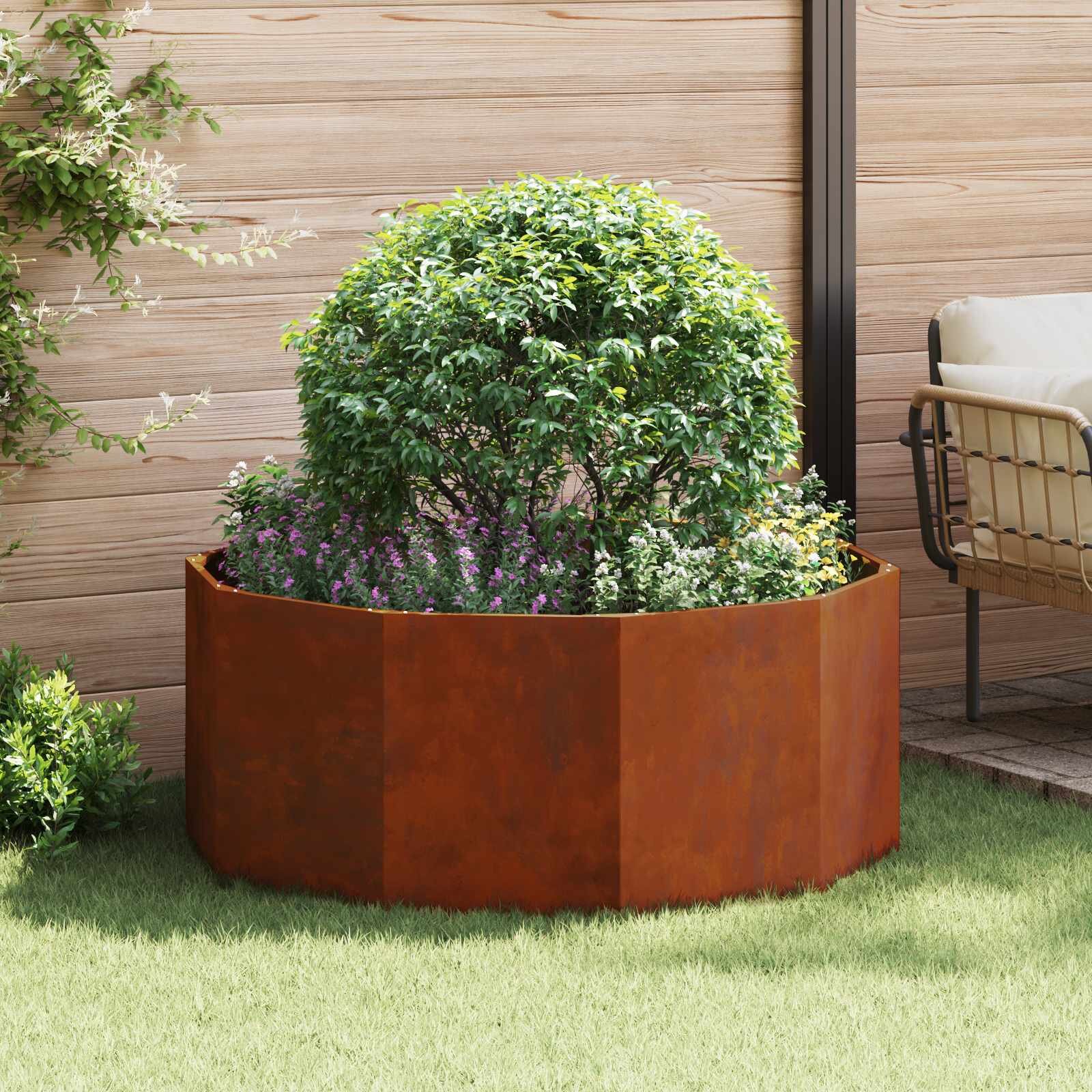 vidaXL Кашпа Ръждясало 120 x 120 x 50 см Патинираща стомана