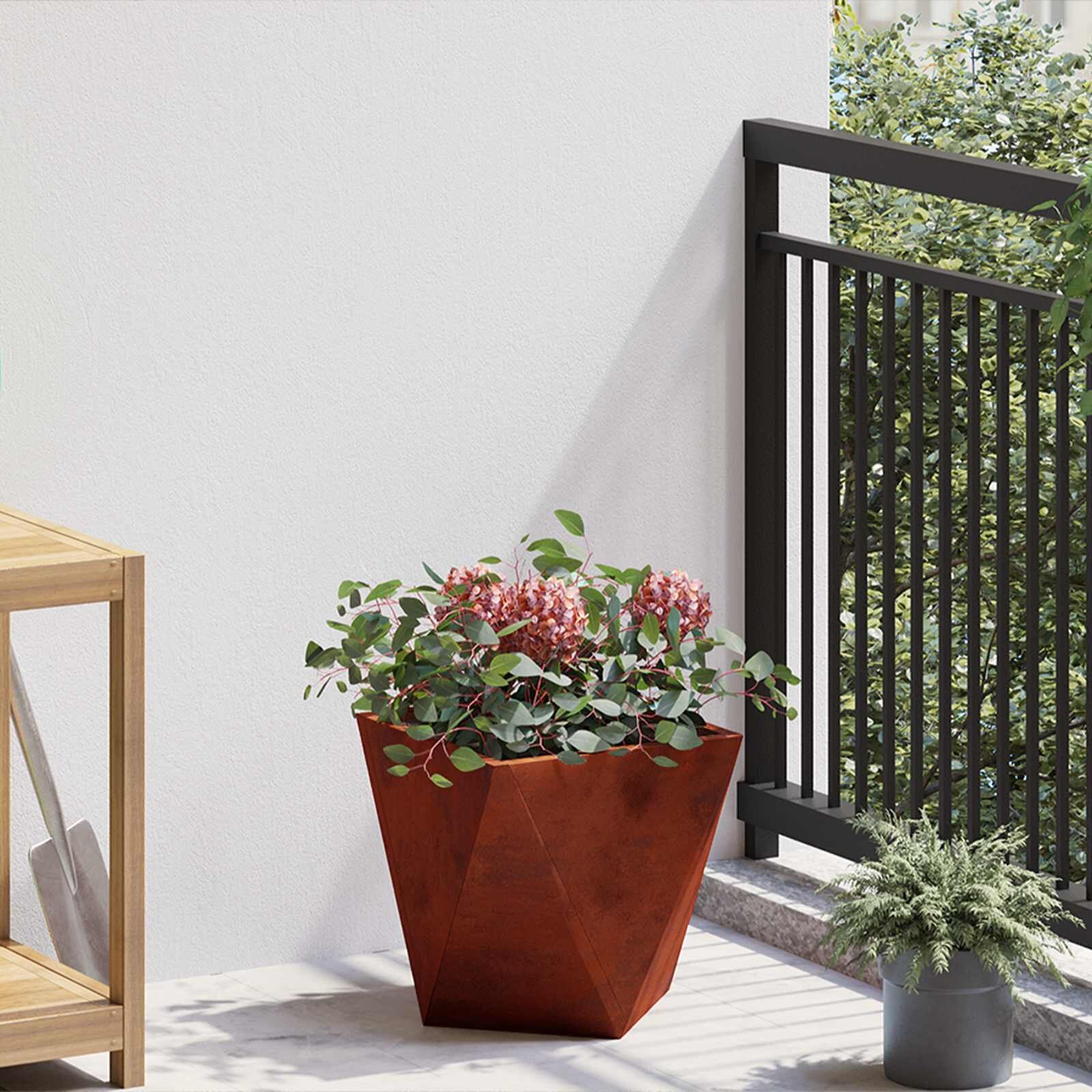 vidaXL Кашпа Ръждясало 30 x 30 x 30 cm Патинираща стомана