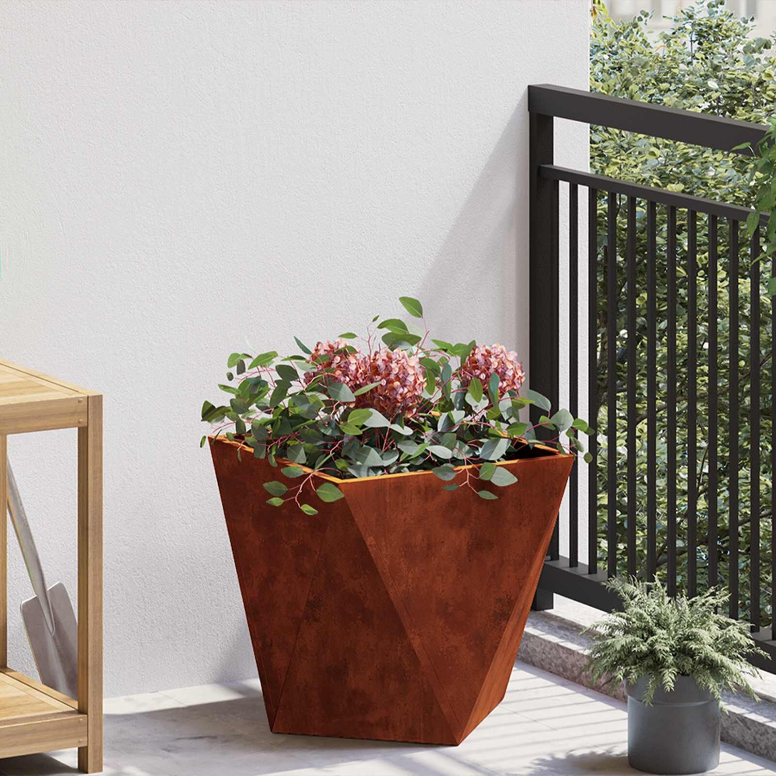 vidaXL Кашпа Ръждясало 40 x 40 x 40 cm Патинираща стомана