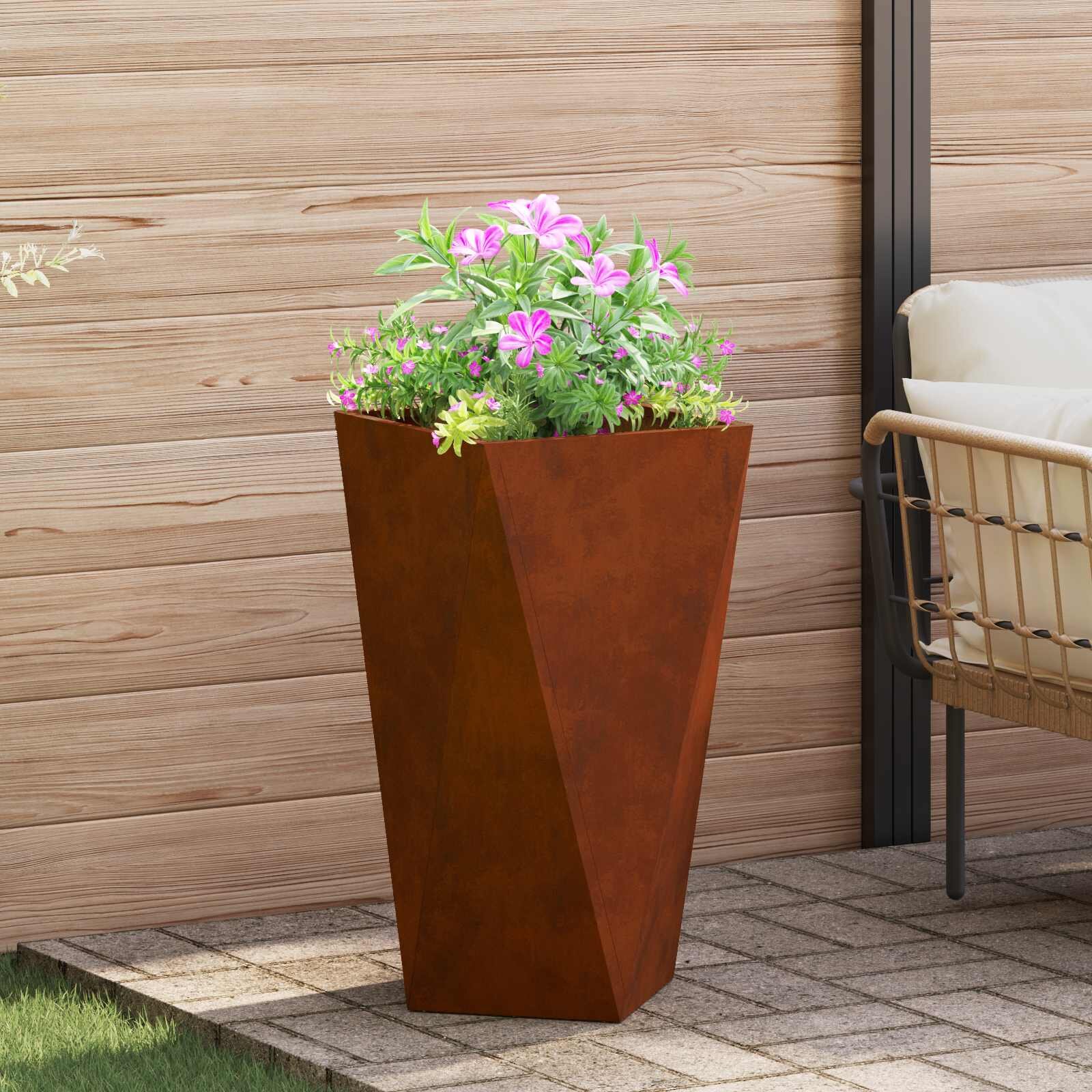 vidaXL Кашпа Ръждясало 40 x 40 x 75 cm Патинираща стомана