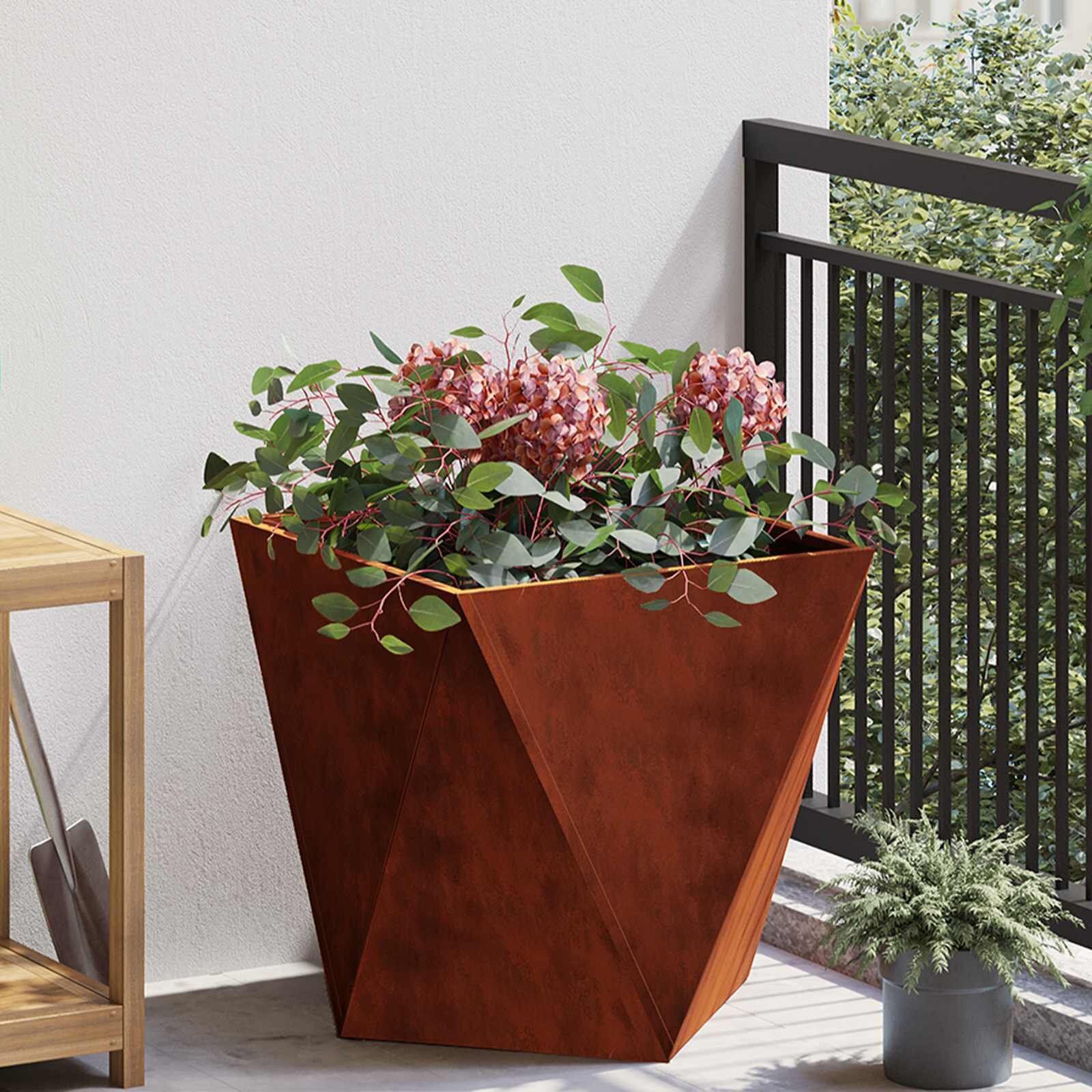 vidaXL Кашпа Ръждясало 50 x 50 x 50 cm Патинираща стомана