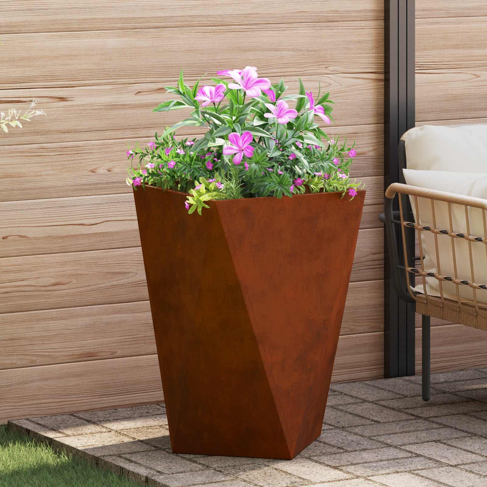 vidaXL Кашпа Ръждясало 50 x 50 x 75 cm Патинираща стомана