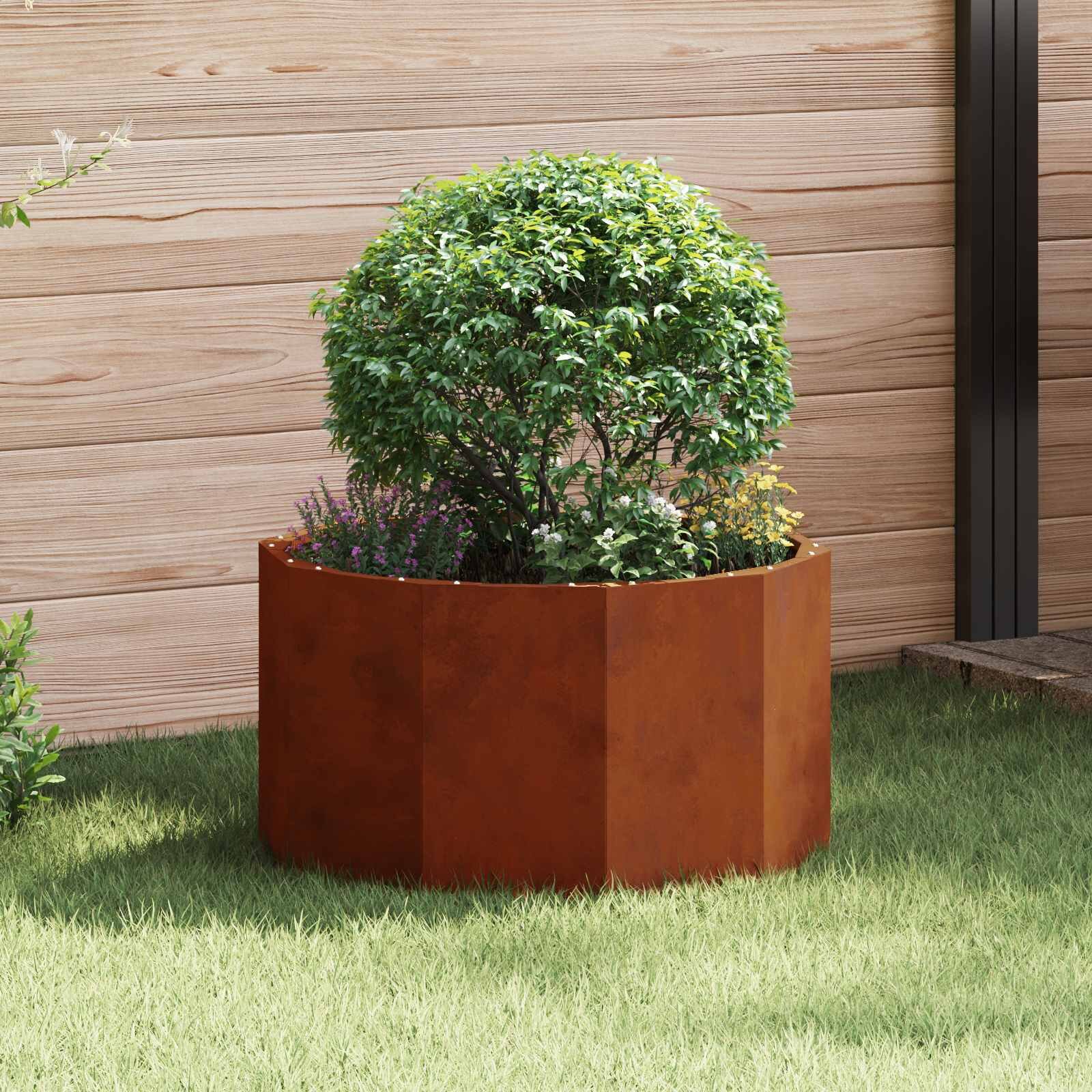 vidaXL Кашпа Ръждясало 60 x 60 x 35 cm Патинираща стомана