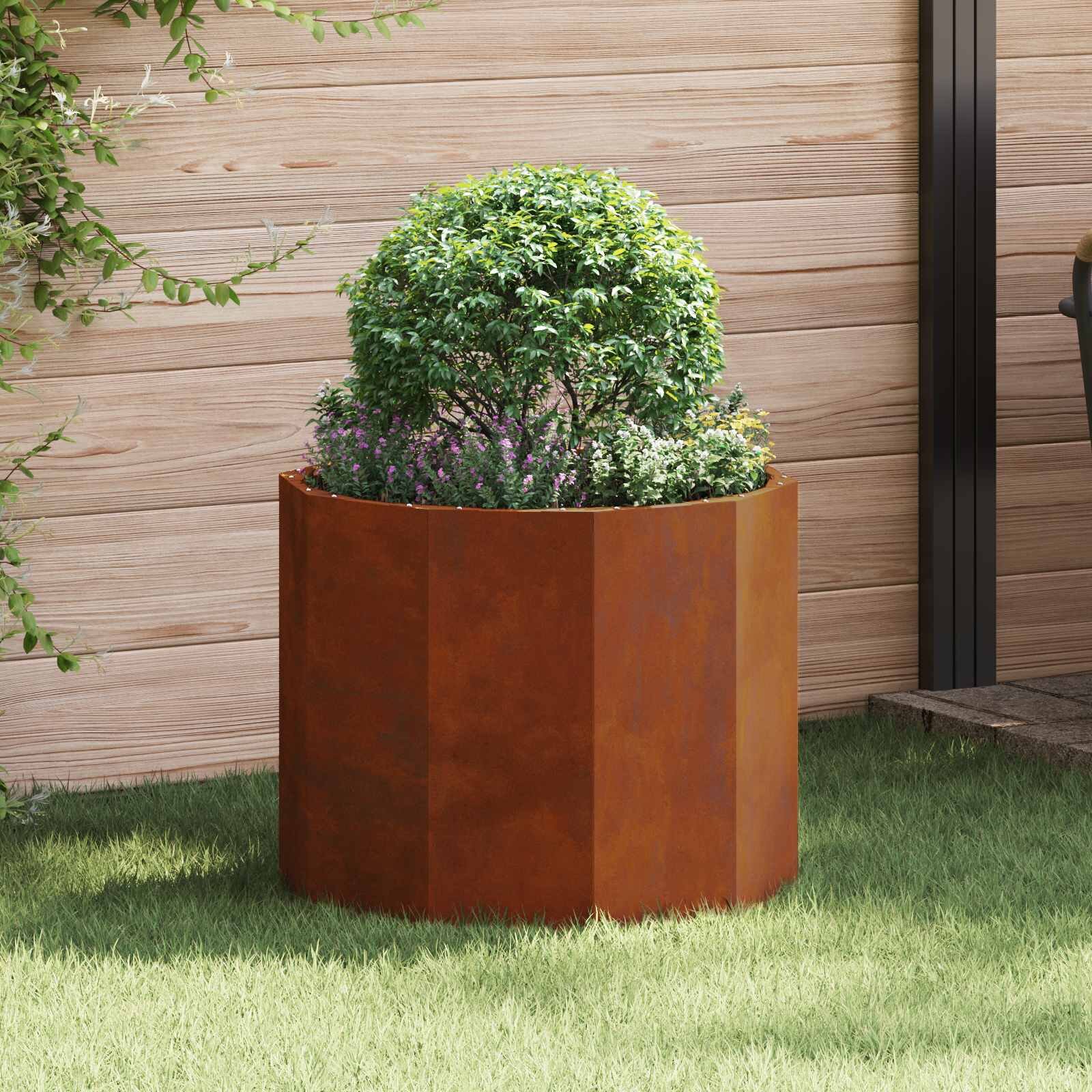 vidaXL Кашпа Ръждясало 60 x 60 x 50 см Патинираща стомана