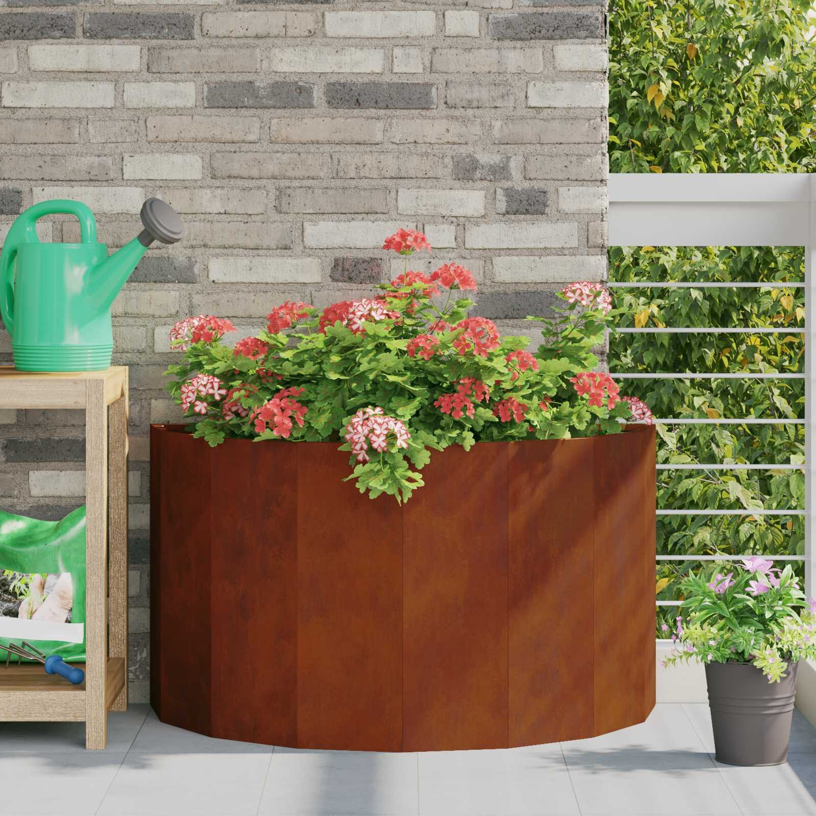 vidaXL Кашпа Ръждясало 90 x 45 x 50 см Патинираща стомана