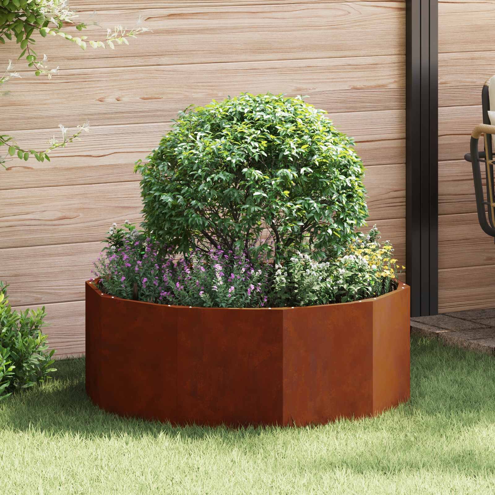 vidaXL Кашпа Ръждясало 90 x 90 x 35 см Патинираща стомана