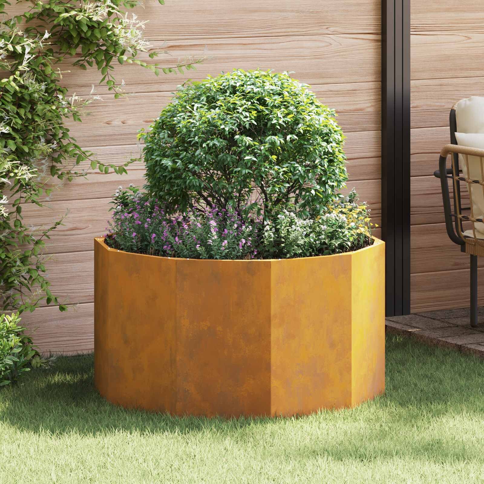 vidaXL Кашпа Ръждясало 90 x 90 x 50 cm Патинираща стомана