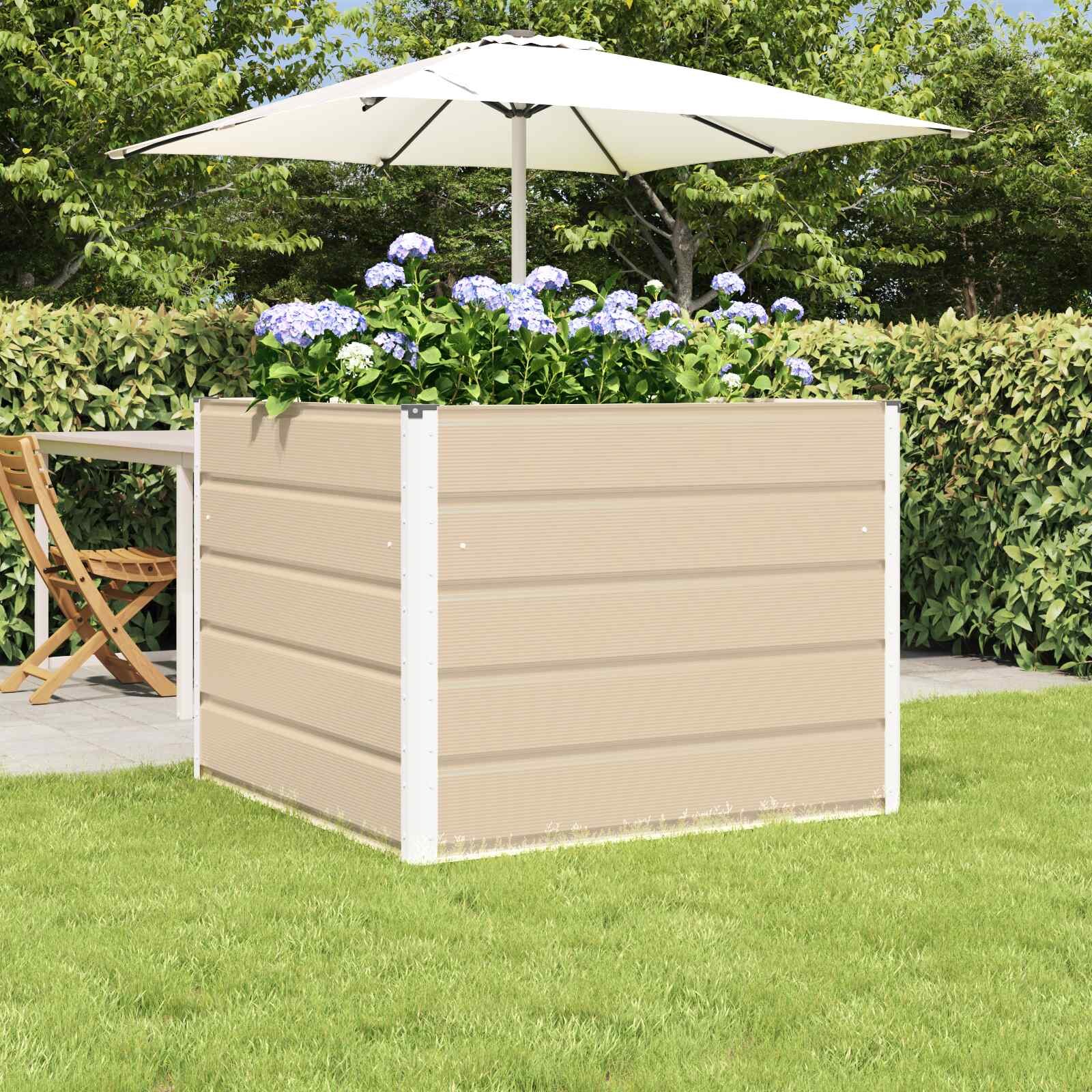 vidaXL Кашпа Слонова кост 100 x 100 x 75 см Стомана