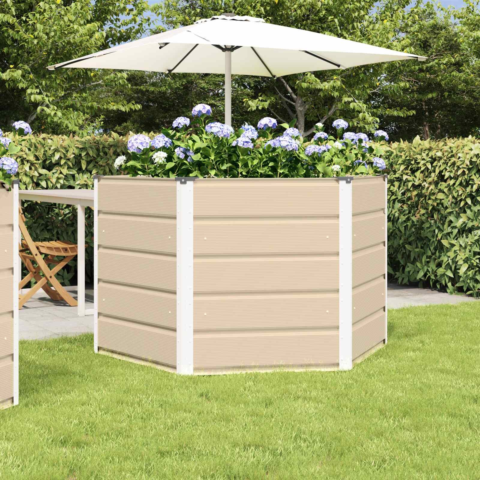 vidaXL Кашпа Слонова кост 129 x 129 x 75 см Стомана
