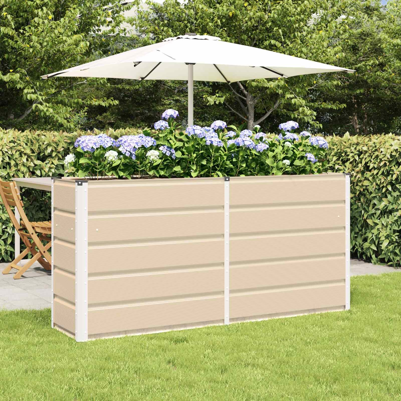 vidaXL Кашпа Слонова кост 160 x 40 x 75 см Стомана