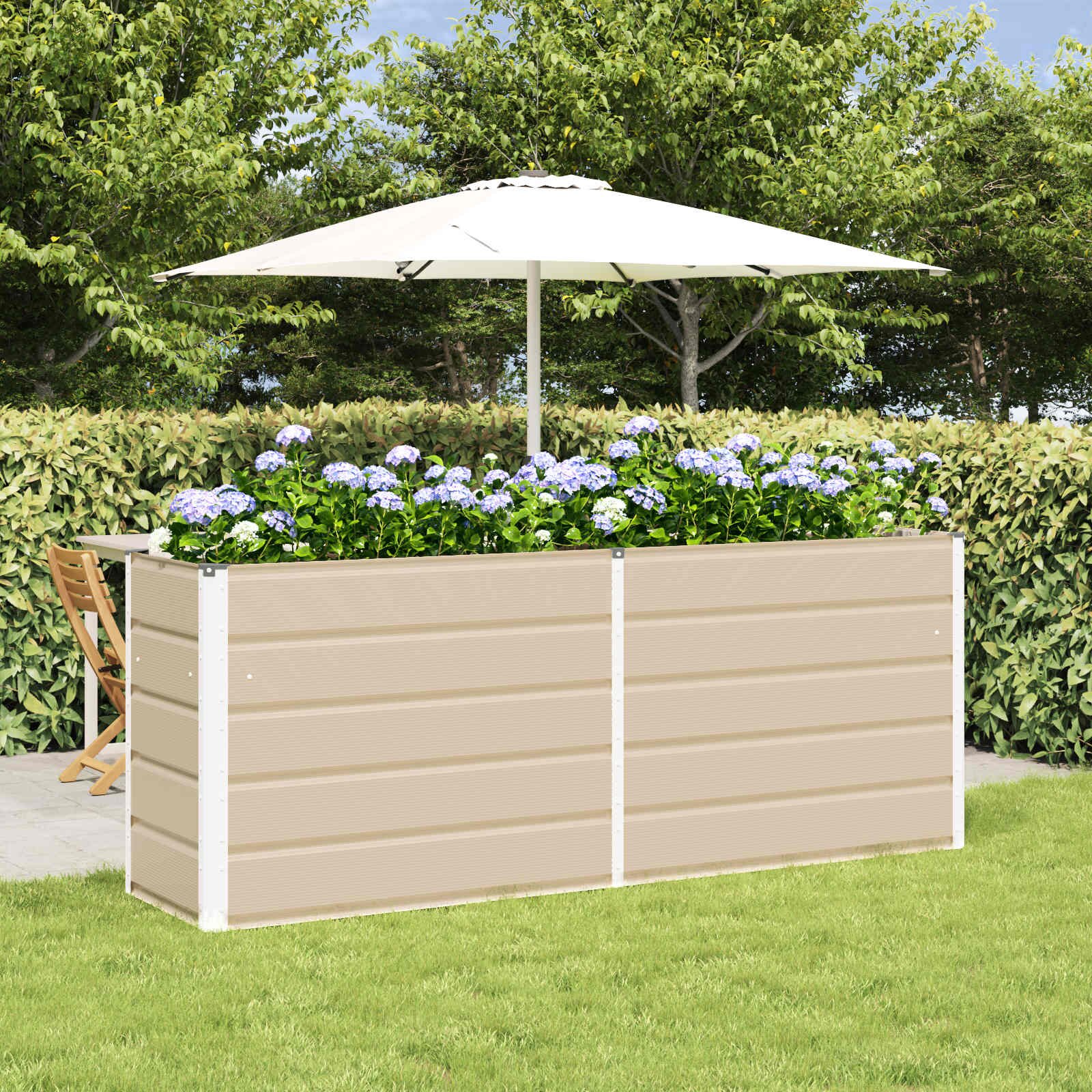 vidaXL Кашпа Слонова кост 195 x 50 x 75 см Галванизирана стомана