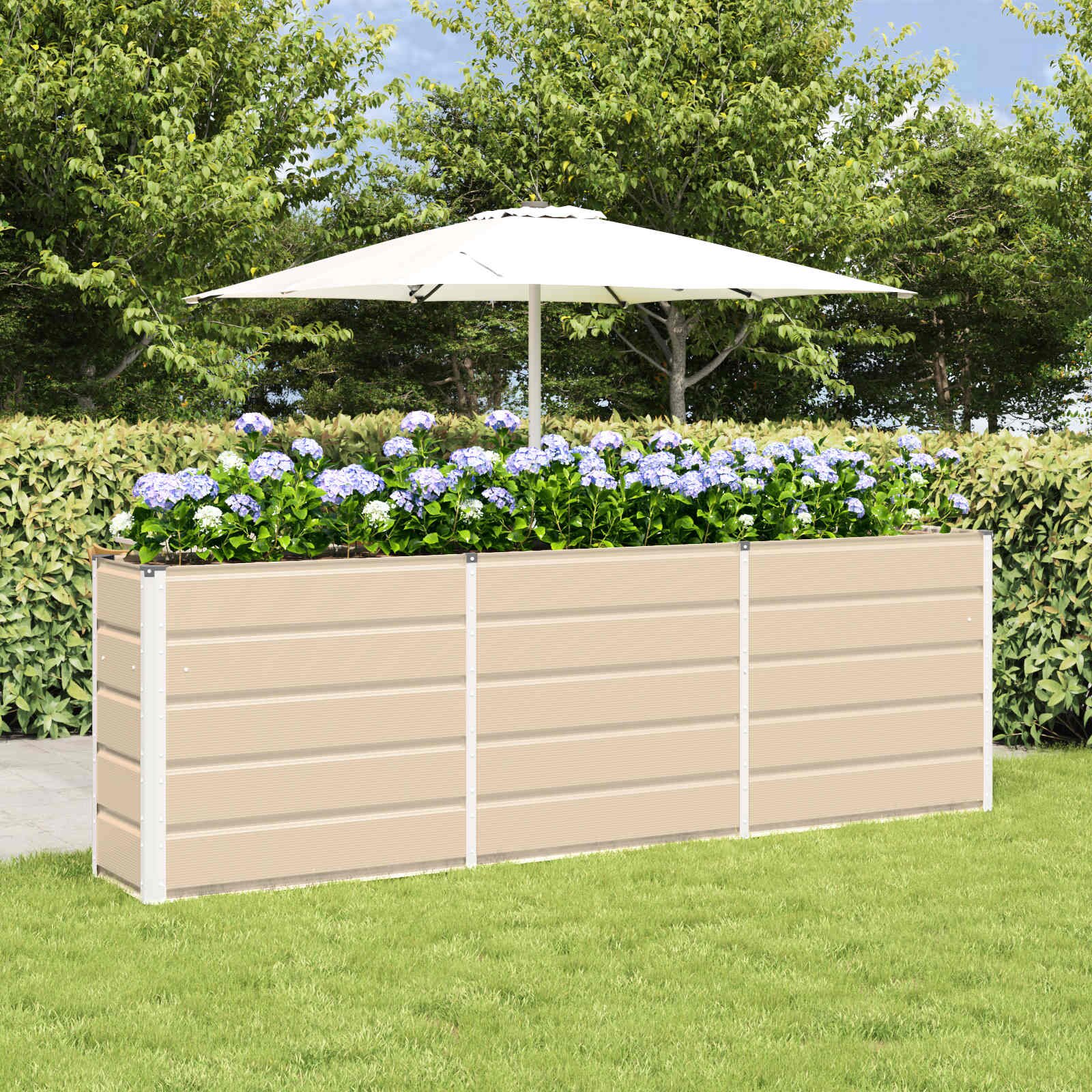 vidaXL Кашпа Слонова кост 240 x 40 x 75 см Стомана