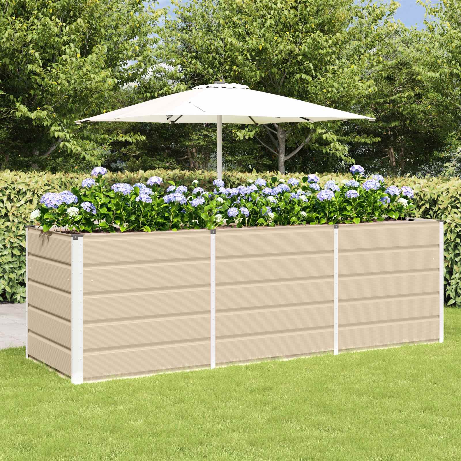 vidaXL Кашпа Слонова кост 240 x 80 x 75 см Стомана