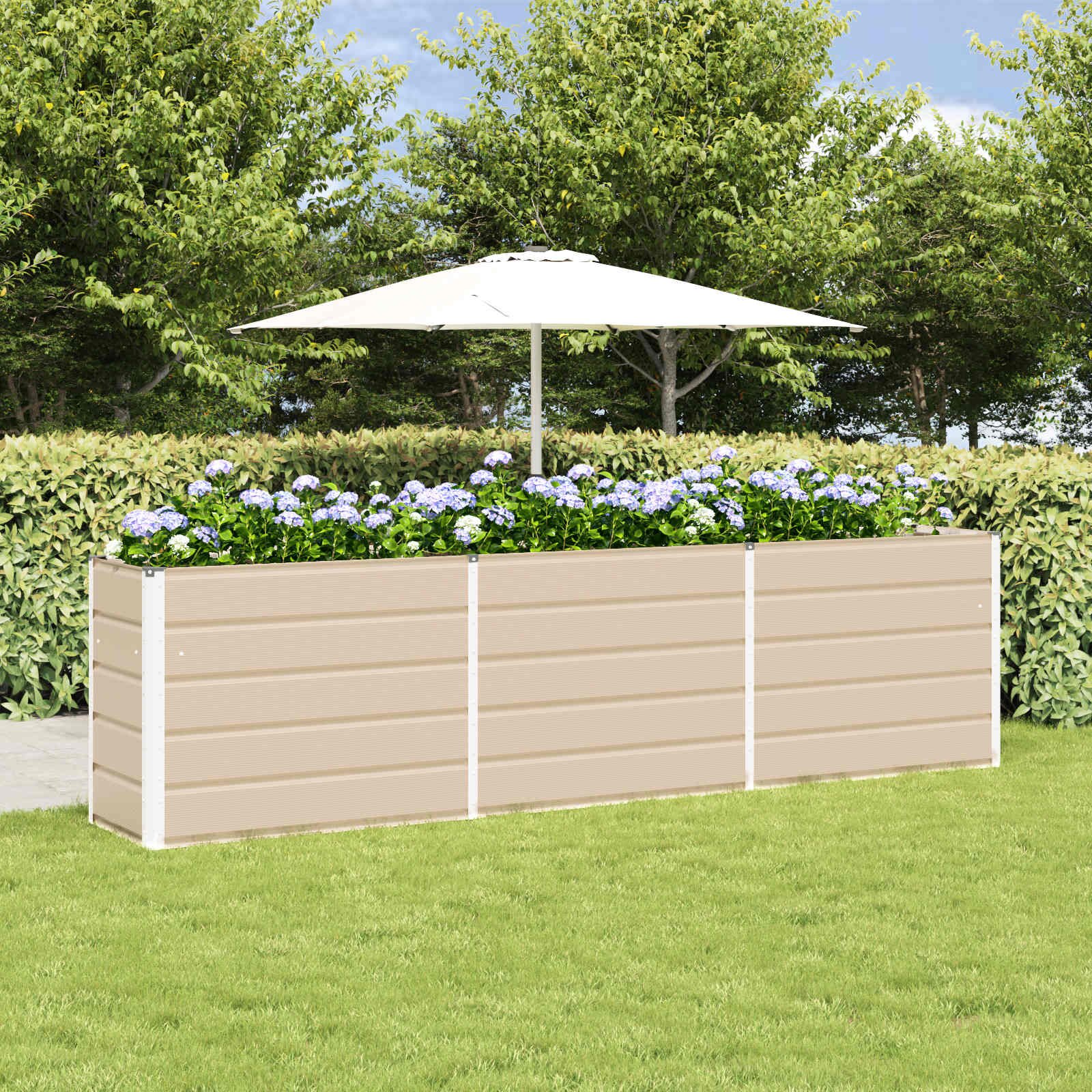 vidaXL Кашпа Слонова кост 290 x 50 x 75 см Галванизирана стомана