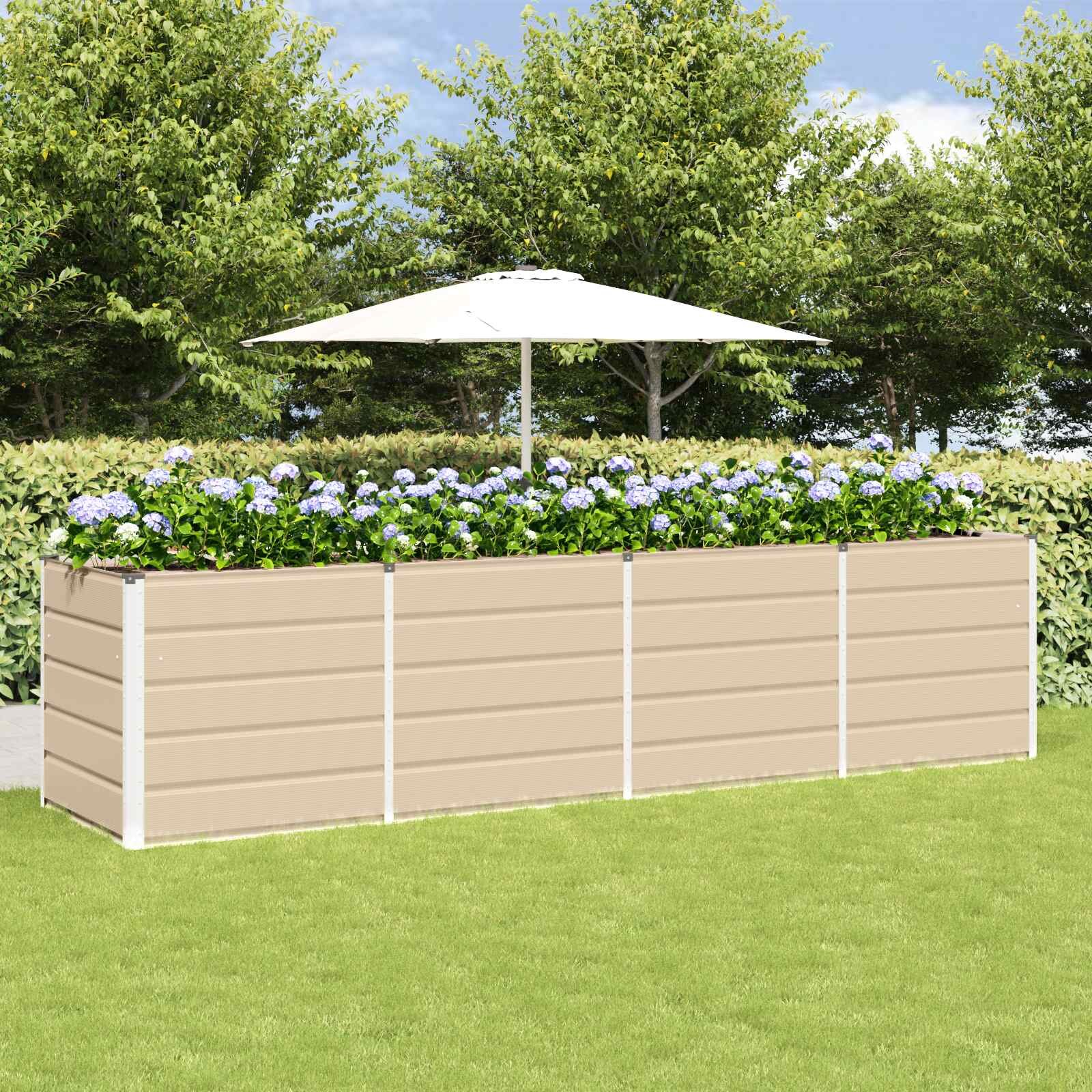 vidaXL Кашпа Слонова кост 320 x 80 x 75 см Стомана