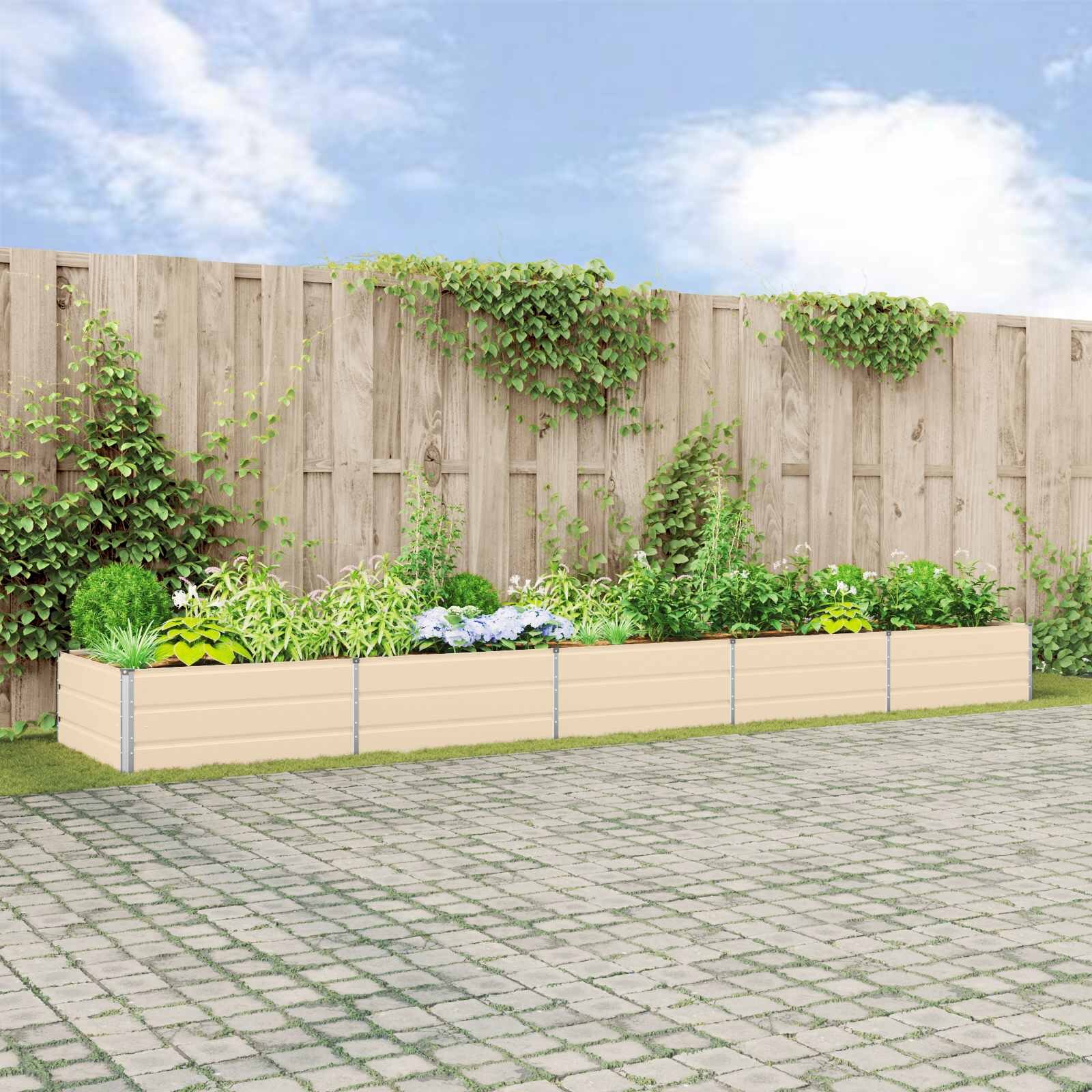 vidaXL Кашпа Слонова кост 480 x 100 x 45 см Поцинкована стомана