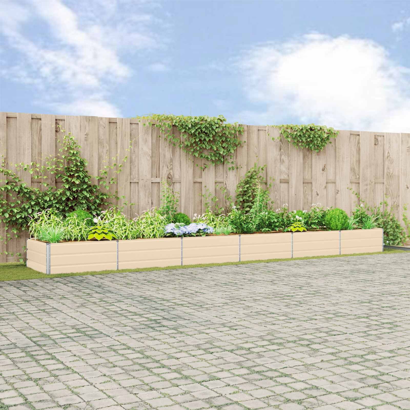 vidaXL Кашпа Слонова кост 580 x 100 x 45 см Поцинкована стомана