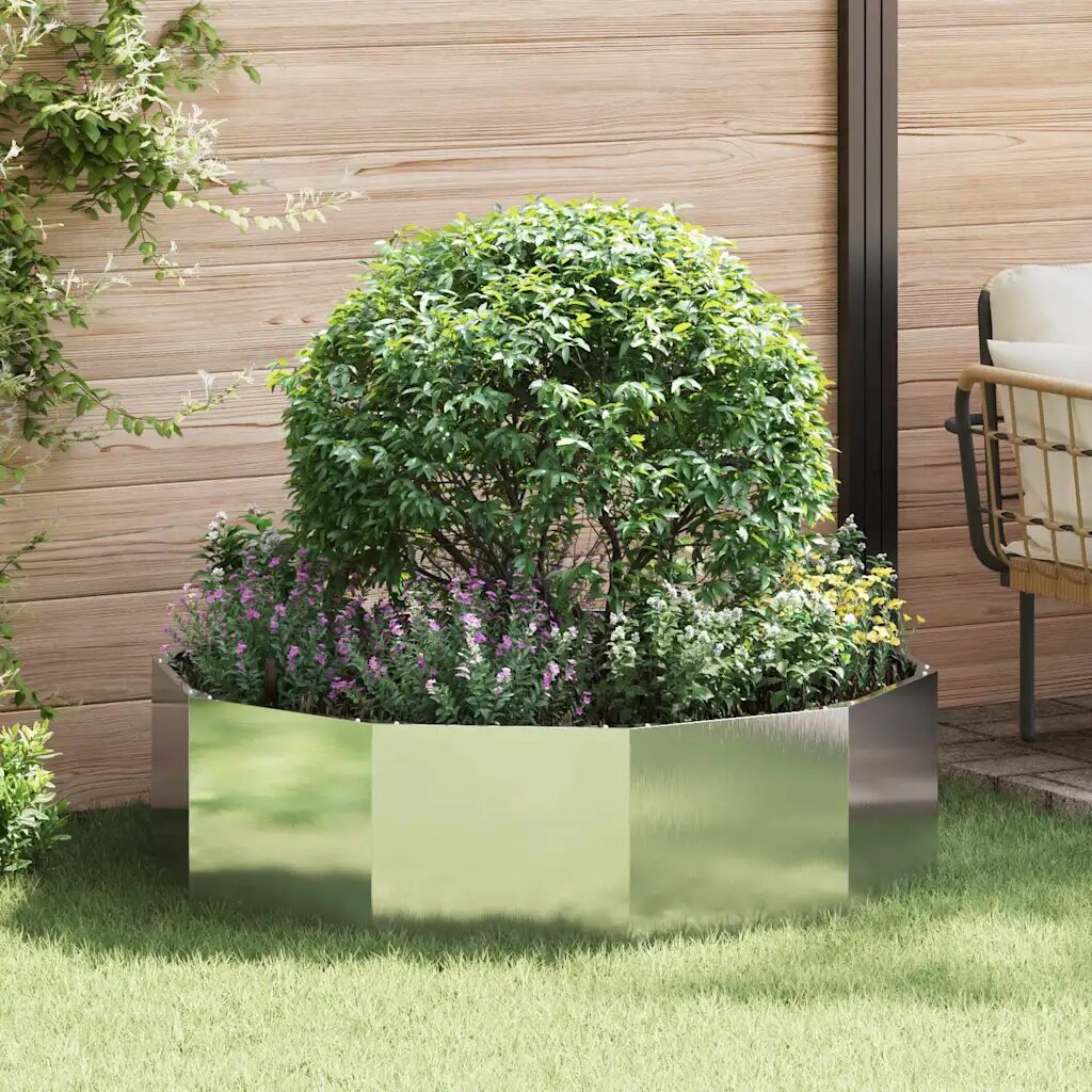 vidaXL Кашпа Сребрист 120 x 120 x 35 см Неръждаема стомана