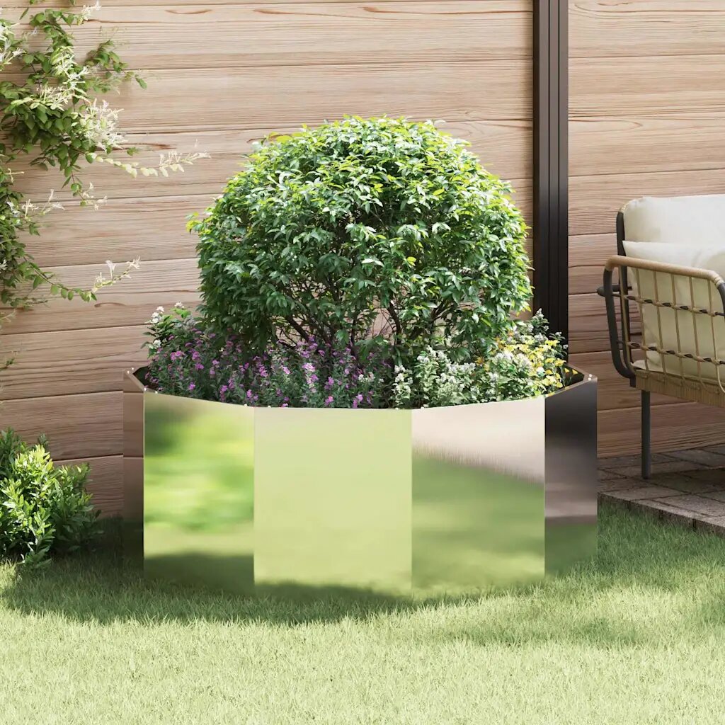 vidaXL Кашпа Сребрист 120 x 120 x 50 см Неръждаема стомана