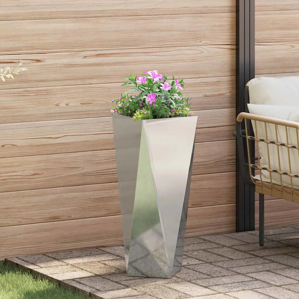 vidaXL Кашпа Сребрист 30 x 30 x 75 см Галванизирана стомана