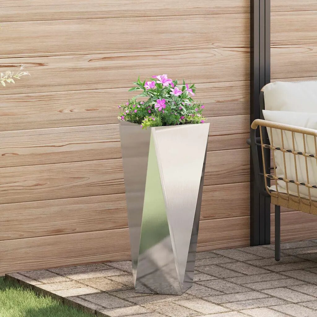 vidaXL Кашпа Сребрист 30 x 30 x 75 см Неръждаема стомана