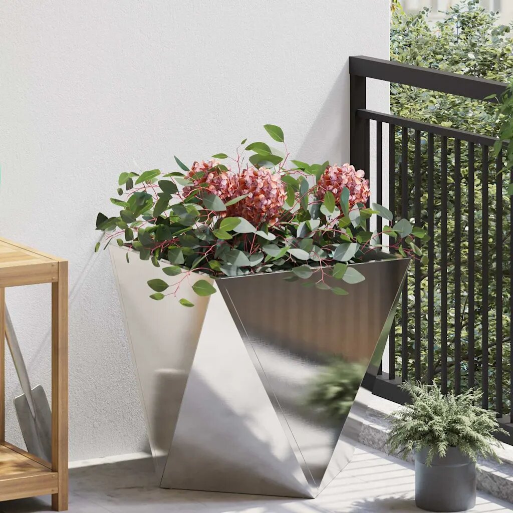 vidaXL Кашпа Сребрист 50 x 50 x 50 cm Неръждаема стомана