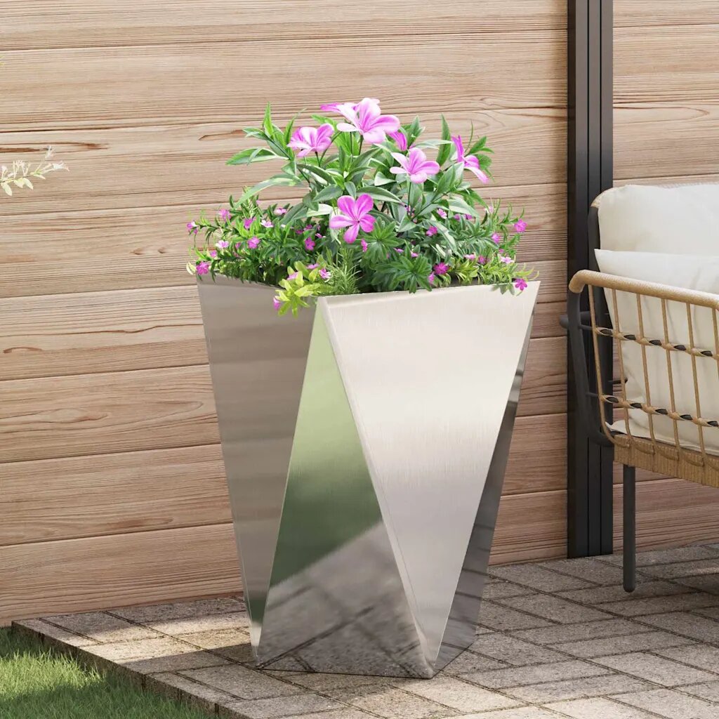 vidaXL Кашпа Сребрист 50 x 50 x 75 cm Неръждаема стомана