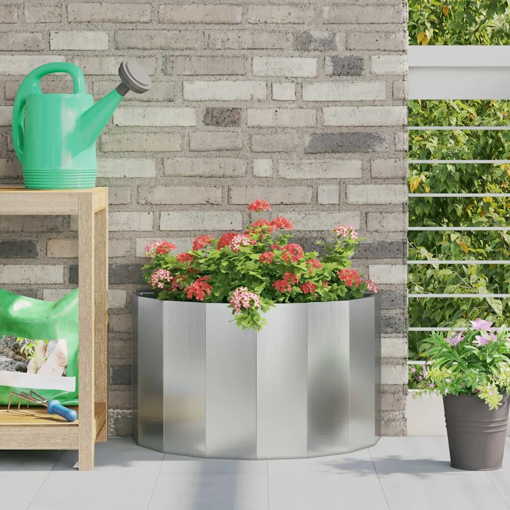vidaXL Кашпа Сребрист 60 x 30 x 35 см Галванизирана стомана