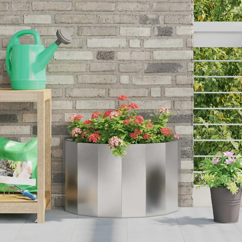 vidaXL Кашпа Сребрист 60 x 30 x 35 см Неръждаема стомана