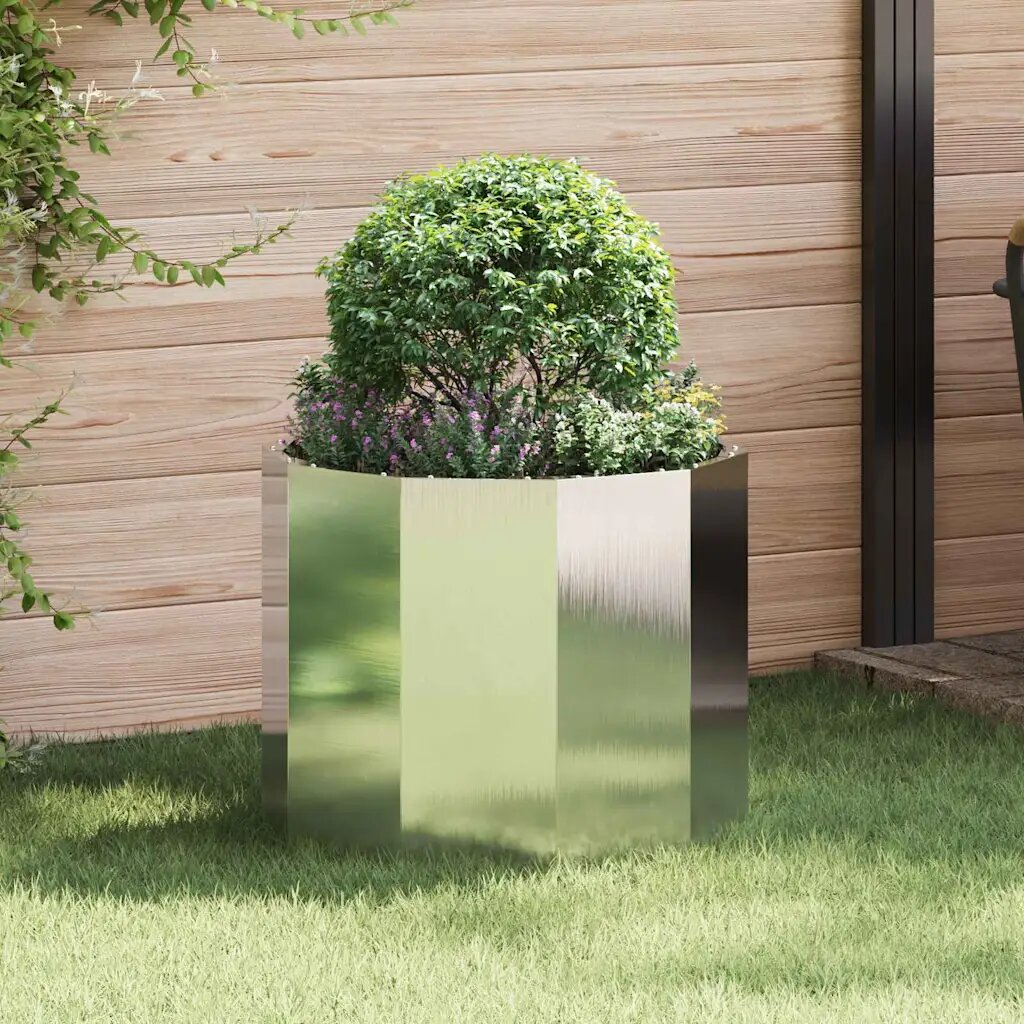 vidaXL Кашпа Сребрист 60 x 60 x 50 см Неръждаема стомана