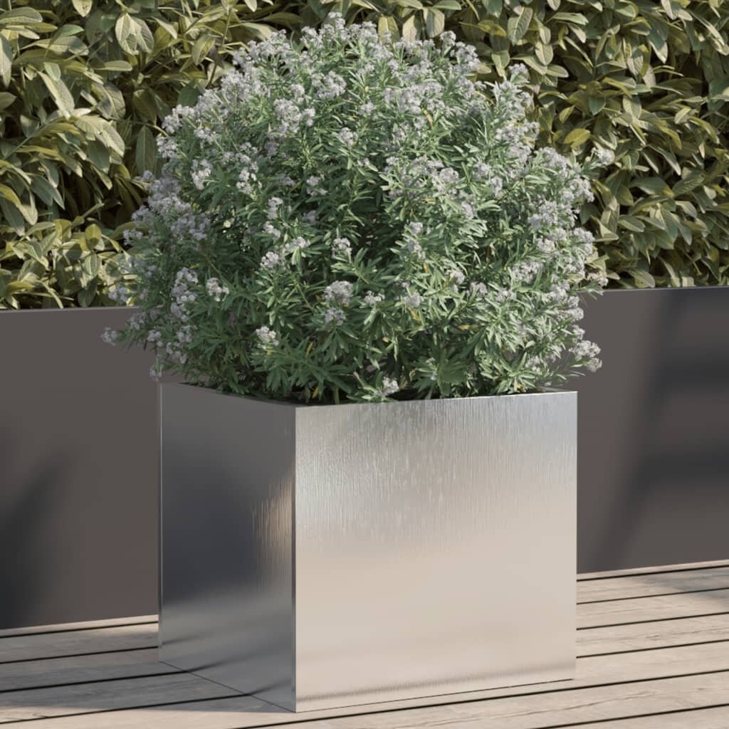 vidaXL Кашпа сребриста 32x30x29 см неръждаема стомана