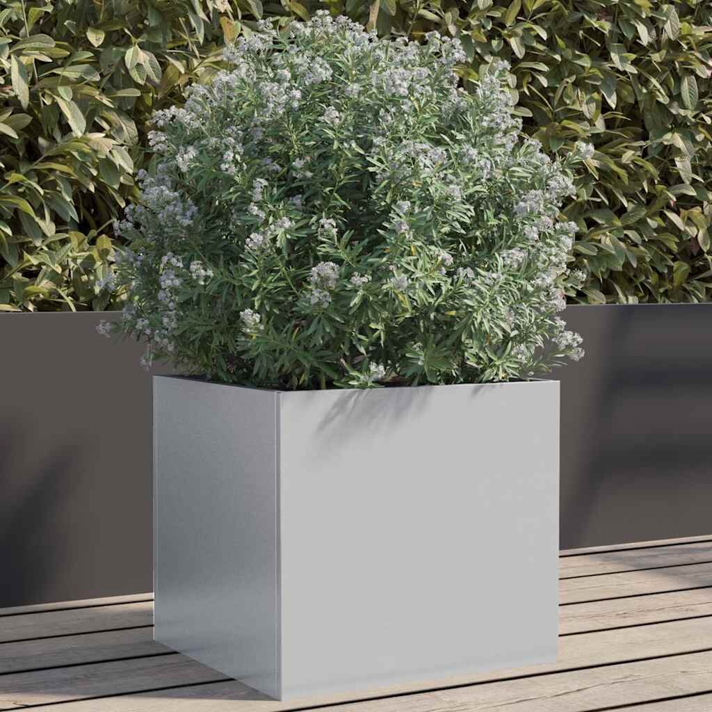 vidaXL Кашпа сребриста 32x30x29 см поцинкована стомана