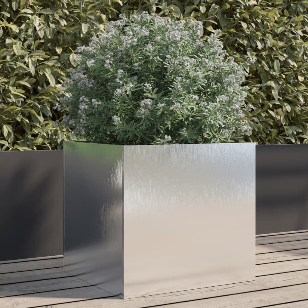vidaXL Кашпа сребриста 42x40x39 см неръждаема стомана