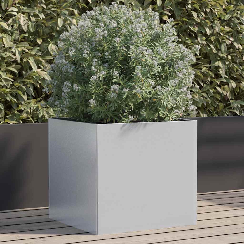 vidaXL Кашпа сребриста 42x40x39 см поцинкована стомана