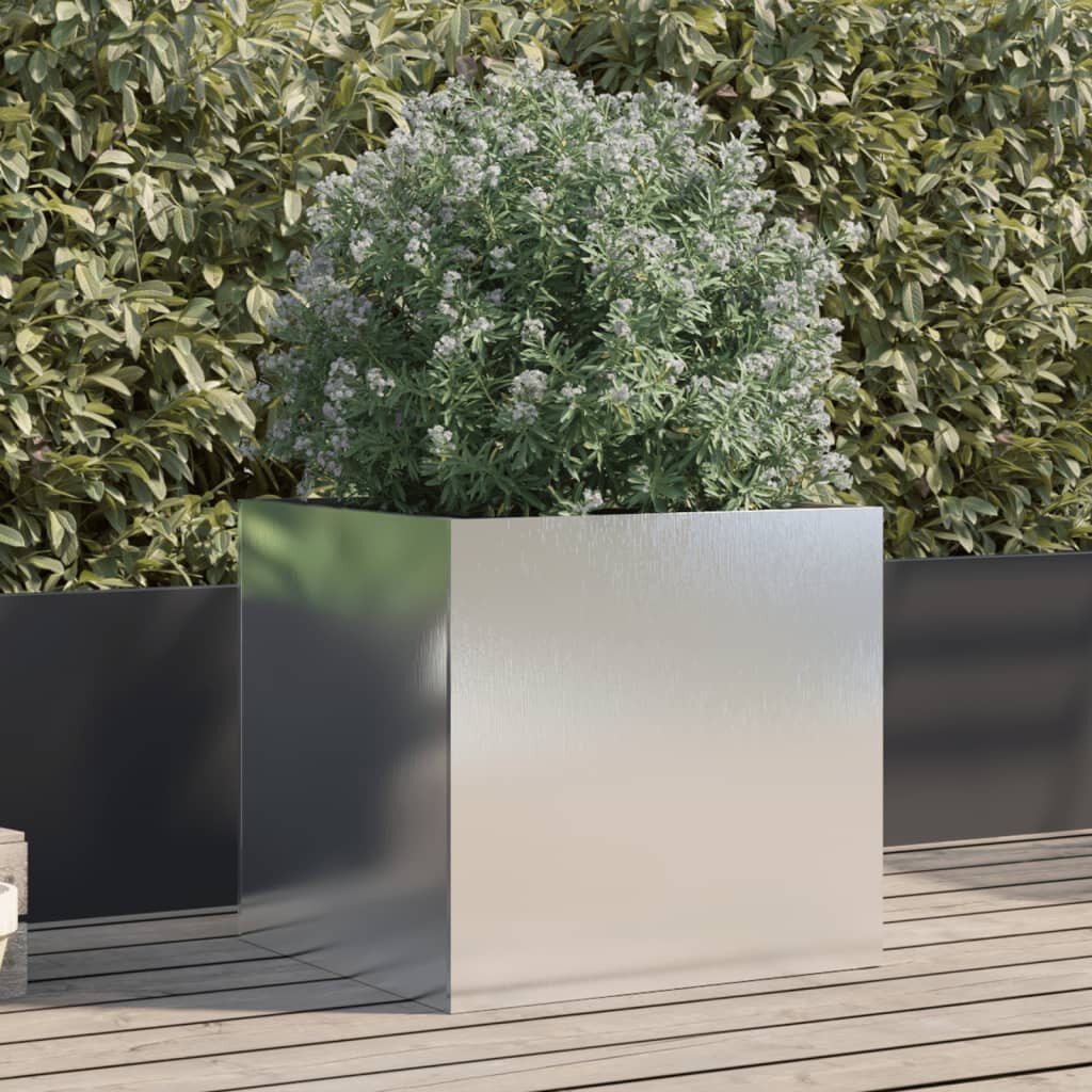 vidaXL Кашпа сребриста 49x47x46 см неръждаема стомана
