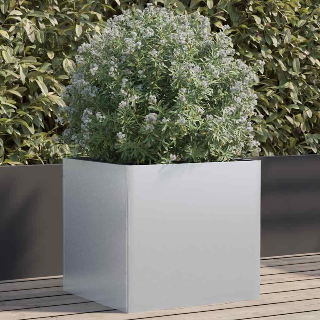 vidaXL Кашпа сребриста 49x47x46 см поцинкована стомана