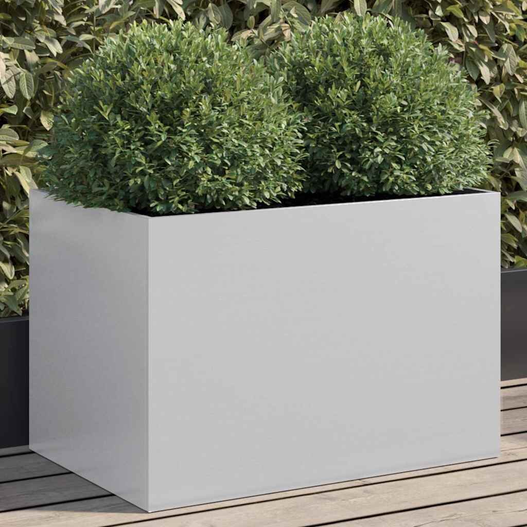 vidaXL Кашпа сребриста 62x40x39 см поцинкована стомана
