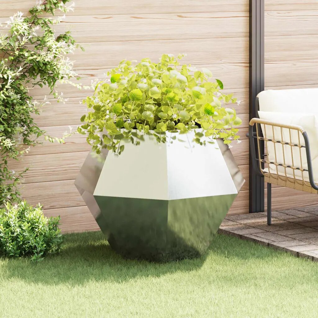 vidaXL Кашпа Сребристо 100 x 100 x 80 см Неръждаема стомана