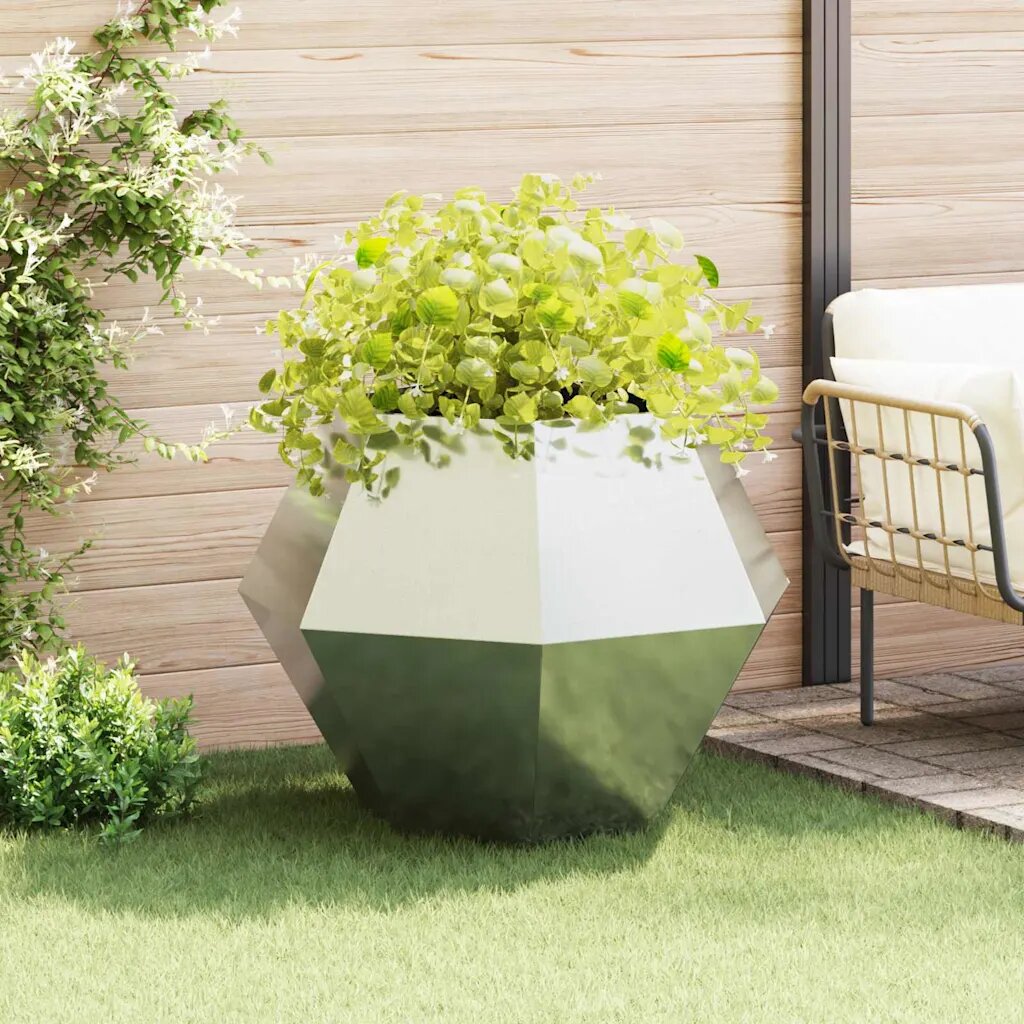 vidaXL Кашпа Сребристо 100 x 100 x 80 см Поцинкована стомана