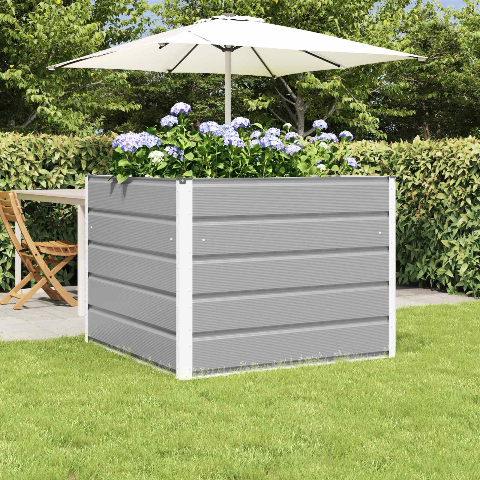 vidaXL Кашпа Светлосиво 100 x 100 x 75 см Стомана