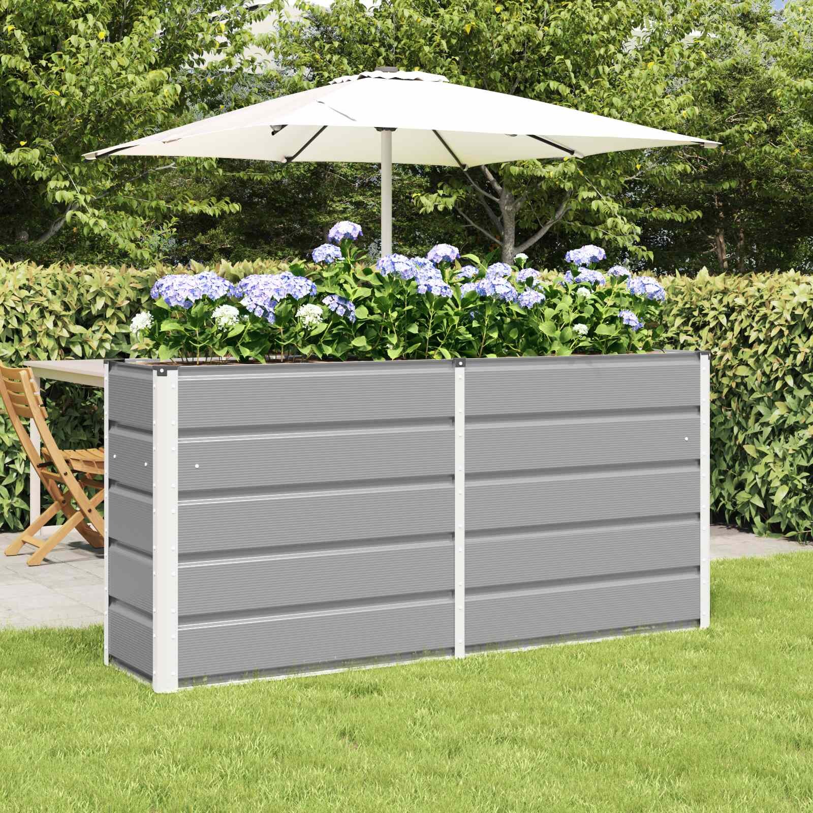 vidaXL Кашпа Светлосиво 160 x 40 x 75 см Стомана